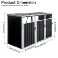 thumbnail image 2 of 77 Cu.Ft Outdoor Storage Shed, 3 Trash Cans Storage Cabinet with Lockable Doors, Heavy Duty Metal Garbage Bin Shed for Garden Backyard, Grey, 2 of 7