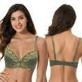 thumbnail image 4 of Curve Muse Womens Plus Size Unlined Semi-Sheer Balconette Underwire Lace Bra-2PK-DEEP GREEN,NUDE-36C, 4 of 7