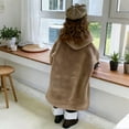thumbnail image 6 of Fesfesfes Childrens Solid Color Hooded Faux Coat Winter Girls Long Thick Padded Jacket Medium Thick Warm Outerwear for Kids Casual Daily Wear Fleece Lined Mid Length Coat(Coffee#1,1 Years), 6 of 7