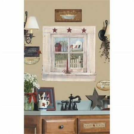 RoomMates RMK2147SLM Outhouse Window and Signs Peel & Stick Giant Wall Decal