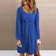 thumbnail image 2 of Vestidos para mujer Vestidos de otoño Casual Otoño Sólido Erógeno Cuello en U Botones Manga larga Vestido de cintura Odeerbi  ODB-5, 2 of 8