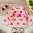 thumbnail image 2 of Ruyang Baby Valentines Day Outfit Toddler Girls Boys Long Sleeve Knit Sweater Crewneck Pullover Heart Love Sweatshirt Tops, 2 of 7