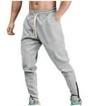 thumbnail image 2 of Abtuhar Men Solid Elastic Waist Patchwork Zipper Bottoms Outdoor Pants,Gray,S, 2 of 5