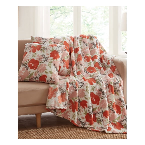 INFINITY HOME White Floral 50 X 60 Throw Set