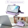 thumbnail image 4 of Furiet Wallet Case for Samsung Galaxy Note 10 5G with Wrist/Shoulder Strap Card Slots Zipper Flip Purse, Luxury PU Leather Stand Cell Phone Cover for Note10 Notes 10s Ten Not S10 Women Girls Purple, 4 of 8