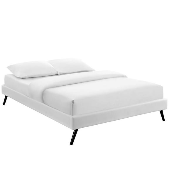 Modway Loryn Full Vinyl Bed Frame with Round Splayed Legs in White