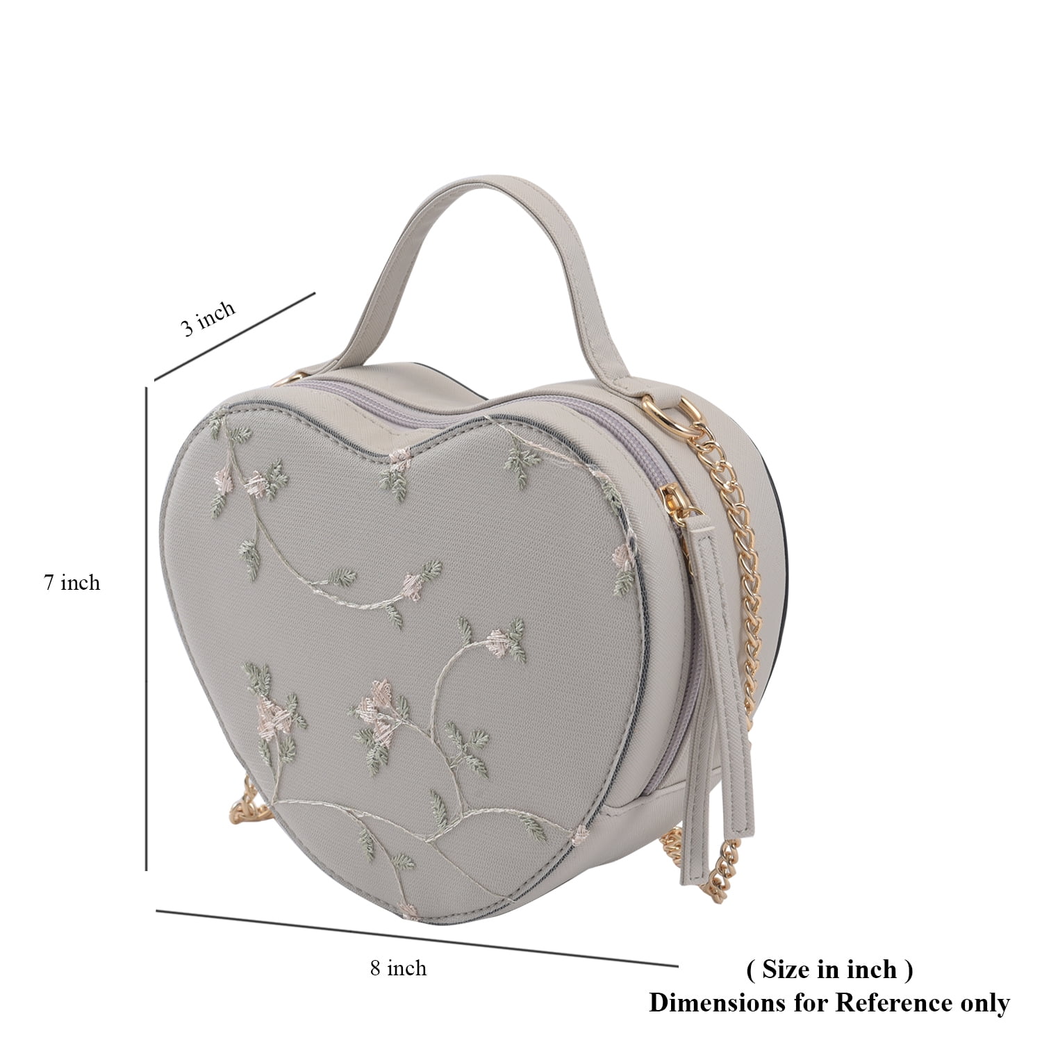Cute White Heart Purse for Women, Faux Leather Heart Shaped Crossbody Bags, Zipper Closure Shoulder Bag Birthday Christmas Gifts