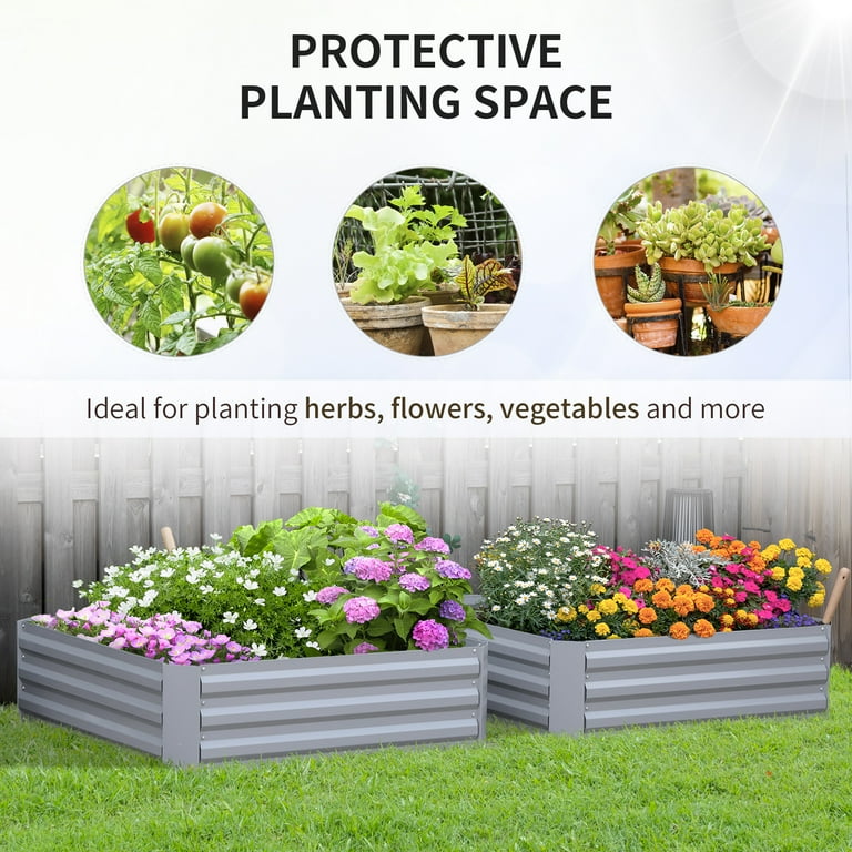 Outsunny 39'' x 39'' x 12'' Set of 2 Raised Garden Bed Outsunny 39'' x 39'' x 12'' Set of 2 Raised Garden Bed