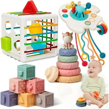 Premium Baby Toys for 6-18 Months, 4 in 1 Montessori Toys Set, Educational Learning Toys for Toddlers 1-3 Years Old Trendy Babies Gifts for Boys & Girls