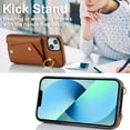 thumbnail image 5 of ShellTech for iPhone 13 Case with Card Holder and Strap - Zipper Pocket,Lanyard Strap,Credit Card Holder,Stand Ring,Cute Phone Wallet Case for Women,Brown, 5 of 10