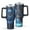 Black, variant on 40oz Tumbler with Handle and Straw, Vacuum Insulated Stainless Steel Travel Mug, Fits Car Cup Holder, Football Print