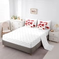 thumbnail image 5 of Homewish Teens Chic Floral Flowers Bedding Comforter Set 7 Pieces,Spring Garden Full Bedding Set Lightweight,Green Red Fitted Sheet Flat Sheet,Breathable Home Decor,Reversible, 5 of 8
