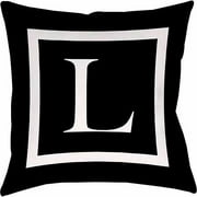 IDG Classic Block Monogram Decorative Pillow - Black