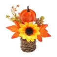 thumbnail image 2 of Racsoh Artificial Maple Leaf Pumpkin Potted Plants, Mini Fall Faux Sunflower Greenery Ornament, Realistic Thanksgiving Decoration, for Desktop Office Decor (A), 2 of 7