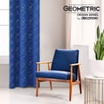 thumbnail image 2 of Cortinas opacas Deconovo con estampado geométrico, con aislamiento térmico, para dormitorio, color azul real/línea geométrica, 42 x 84 pulgadas, 2 of 6