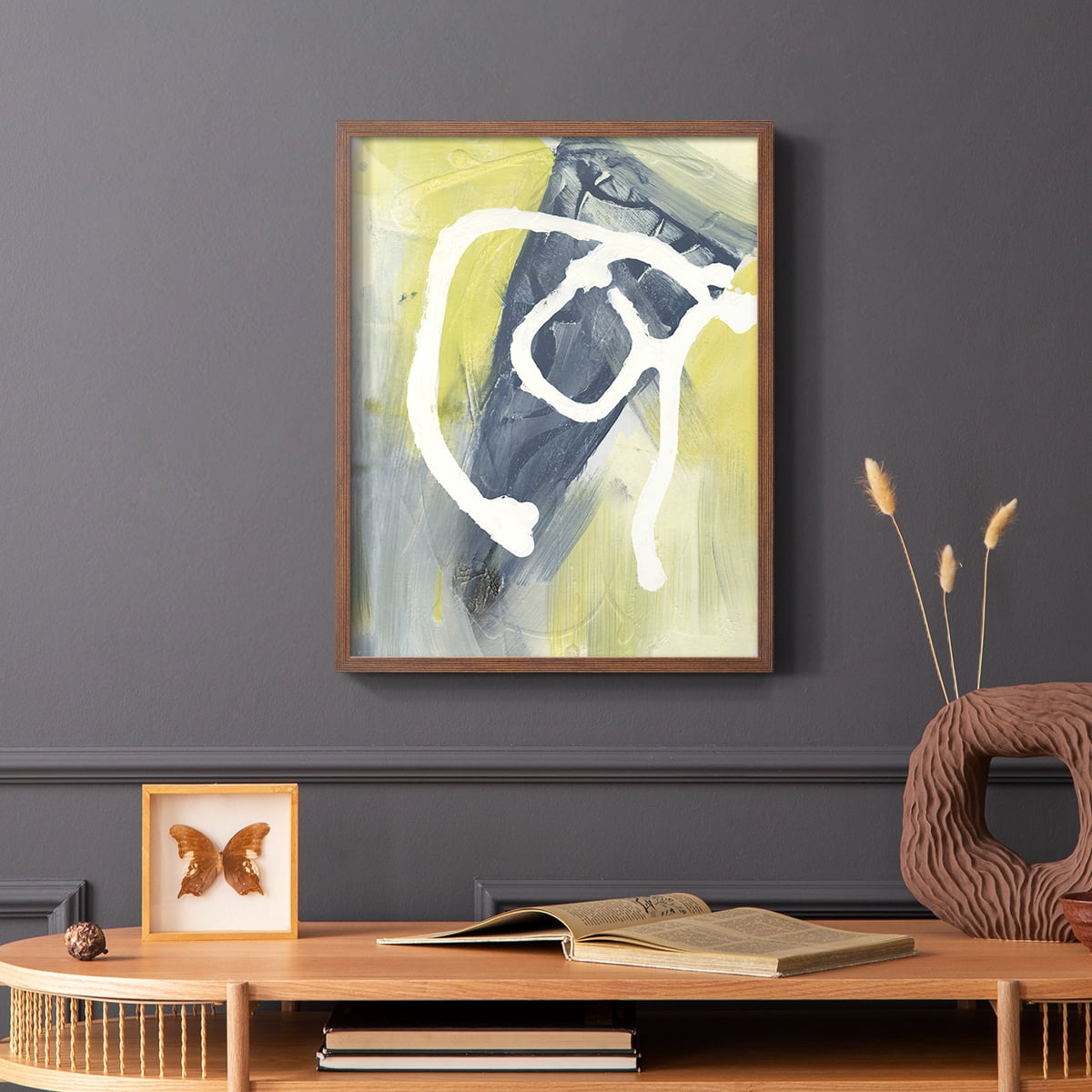 Delightful I Framed Print in Brown Solid Wood Framed Print No Nail Hanging