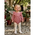 thumbnail image 3 of Loicainy Infant Baby Girls Plaid Bodysuit 3 6 12 18 Months Long Bubble Sleeve Crew Neck Fall Romper Clothes, 3 of 9
