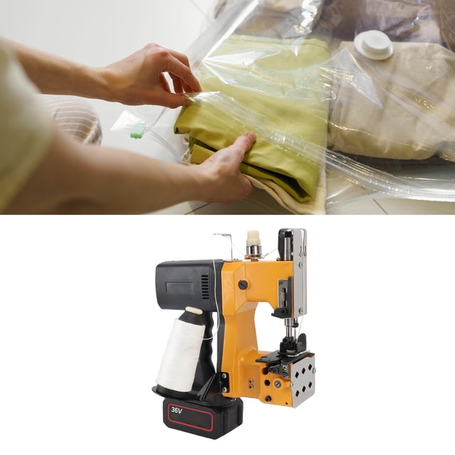 Cordless Bag Sewing Machine, 36V Li Battery Portable Heavy Duty Bag Closing Machine Automatic Woven Bag Closer Stitcher with Thread and Battery for Feed Sacks Jute Bags Seed Bags