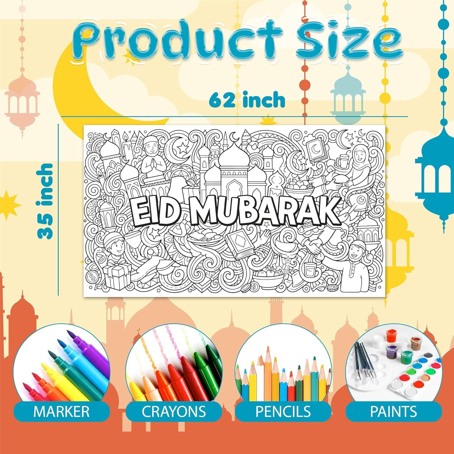 Halloween Crafts for Kids, Giant Coloring Tablecloth/Poster, Halloween Party Decorations Favors Supplies for Kids Gifts Activities Games Toys Banner
