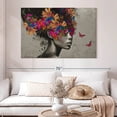 thumbnail image 2 of Elephant Stock Fluttering Afro Pop Wall Art - Horizontal Canvas Wall Art - Living Room Wall Decor - People Canvas - Blue And Black Decor - 51" x 34", 2 of 8