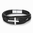 thumbnail image 1 of Bracelets pour Hommes, Acier Titane Rétro Multi-Wrap Bracelet en Cuir Fait à la Main avec Fermoir Magnétique, 1 of 4