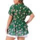 thumbnail image 3 of Blusa floral casual de capas de manga corta con escote en V para mujeres de tallas grandes Agnes Orinda, verano 2026, 2X verde, 3 of 6