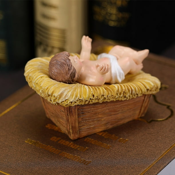 Adornos navideños, regalos navideños, comedero de caballo navideño, cama de hierba, adorno de nacimiento de niño santo, estatua de personaje