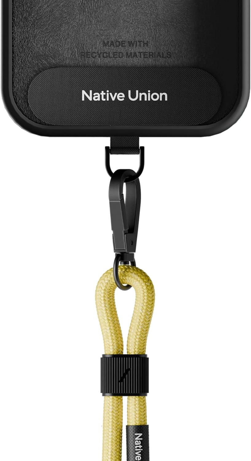 Native Union City Grip – 1 Piece Adjustable & Detachable Wrist Strap Lanyard for Smartphones(Lemon)