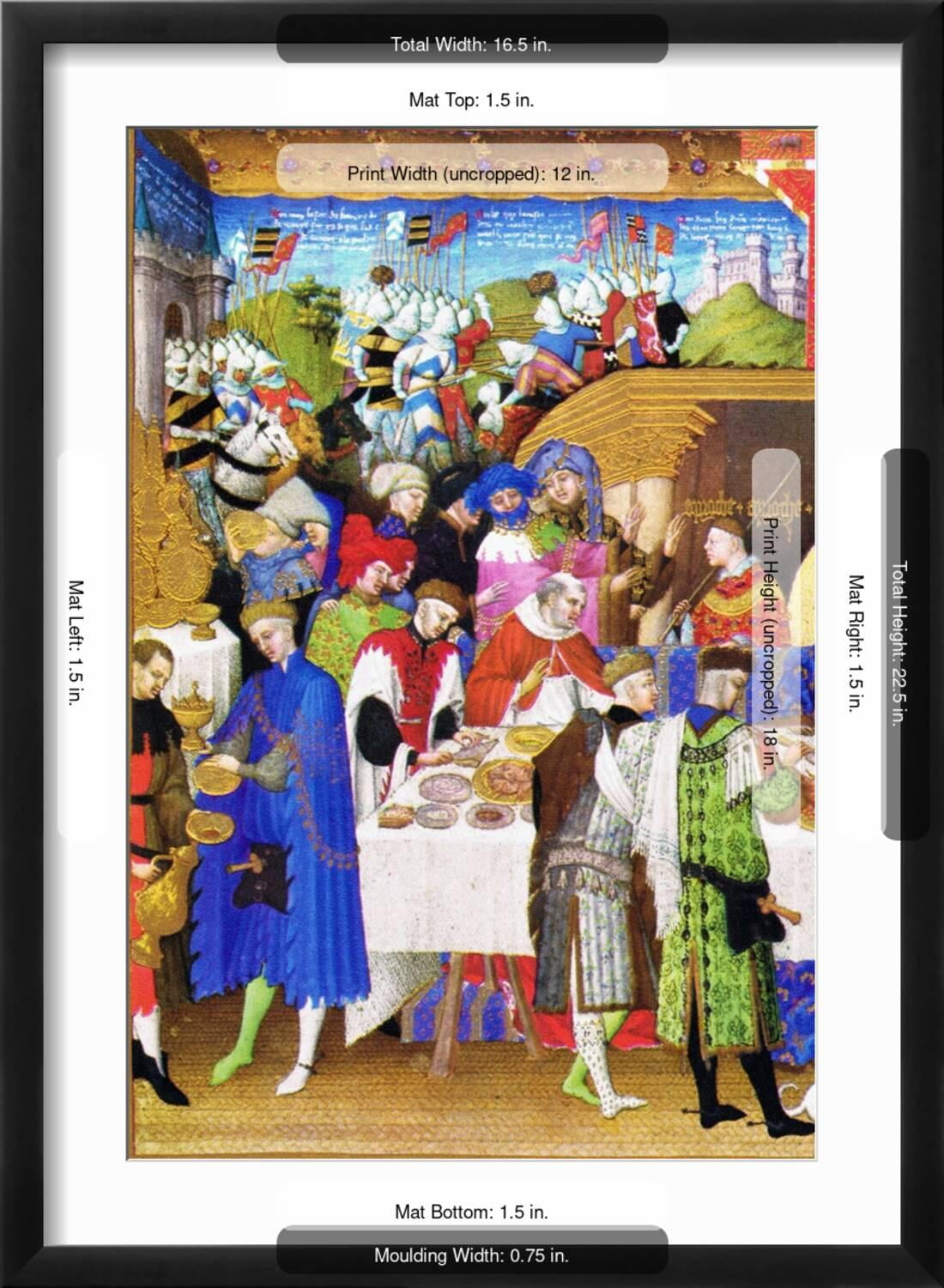 Art.com Le Tres Riches Heures Du Duc De Berry - January Art Print by Paul Herman & Jean Limbourg, Black Frame Wall Art, 17" x 23"