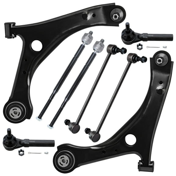 Detroit Axle - Front End 8pc Suspension Kit for 2008-2010 Dodge Grand Caravan Chrysler Town & Country, 2009-2011 VW Routan, 2 Lower Control Arms 2 Sway Bar Links 4 Tie Rod Ends Replacement