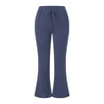 thumbnail image 3 of yunLCZ Pants for Women High Waisted Women's Fashionable Casual Cotton And Linen Pocket Waist Slim Bell Bottom Trousers, 3 of 3