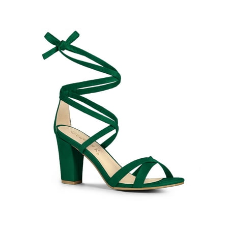 

Allegra K Women s Sandals High Block Heels Solid Color Lace up Sandals