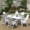 thumbnail image 6 of WestinTrends Malibu Outdoor Dining Table for 6, All Weather Poly Lumber Adirondack 71" Trestle Long Dining Table with Umbrella Hole, White, 6 of 7