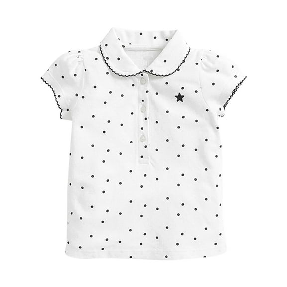 TAIAOJING Toddler Summer Girls Child Tops Lapel Short Sleeve T Shirt Classic Baby Daliywear 18-24 Months