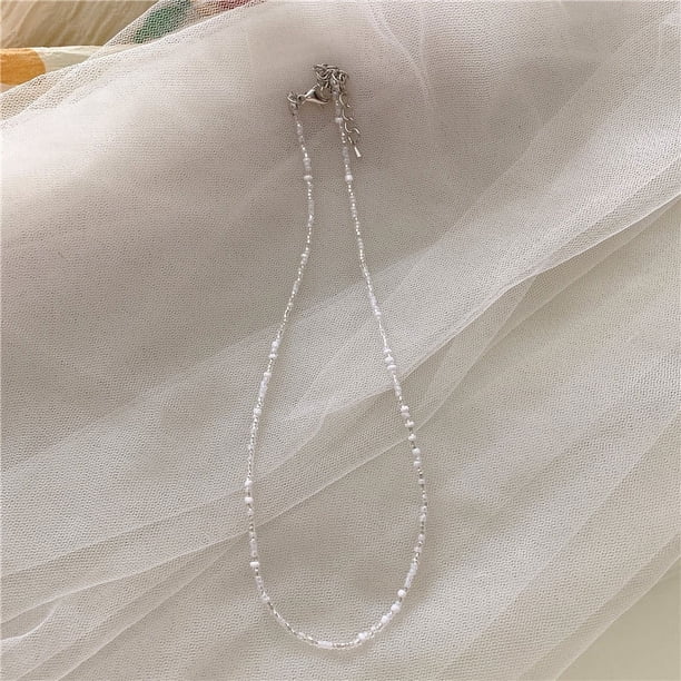 Zhuge Gargantilla de cuentas de semillas de arcoíris, collar de cuentas de vidrio de colores, collar de cuentas de arroz, collar hecho a mano, gargantilla de playa, cadena de joyería, estilo A