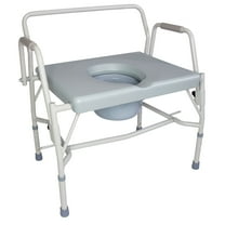 DMI 500 lb Capacity Portable Drop-Arm Bedside Commode, Adjustable Extra-Wide Seat, Bucket and Lid Included, Adjustable Legs, Grey