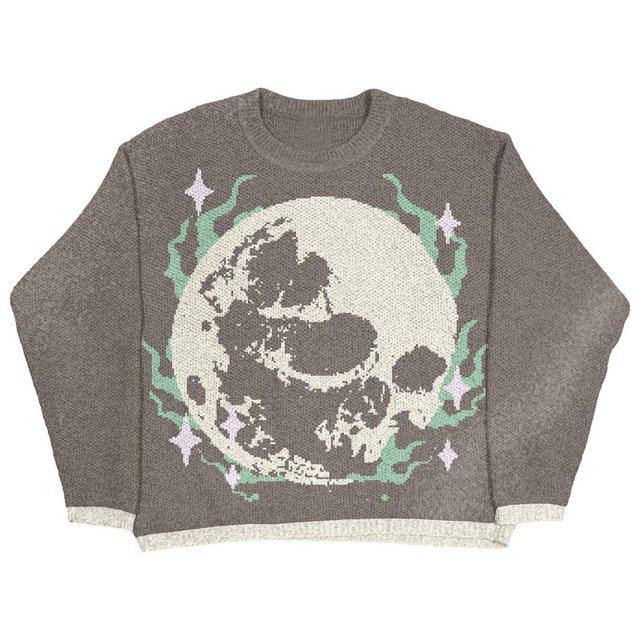 Suéter de pistola vintage de punto 2024, suéter holgado de invierno, ropa de calle de hip hop coreana Y2k, suéter navideño feo, prendas de punto de gran tamaño