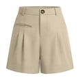 thumbnail image 5 of MYAOYI Womens Work Casual High Waist Shorts Pleated Cuffed Hem Elastic Waist Trousers, 5 of 7