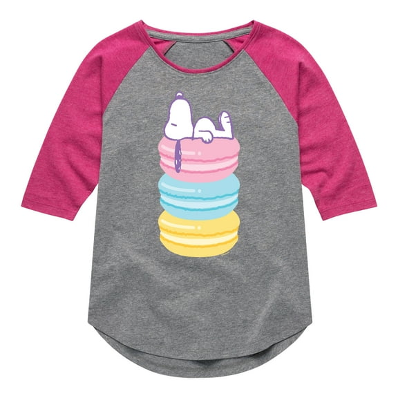 Peanuts - Snoopy Stacked Macarons - Youth Girls Raglan Tee