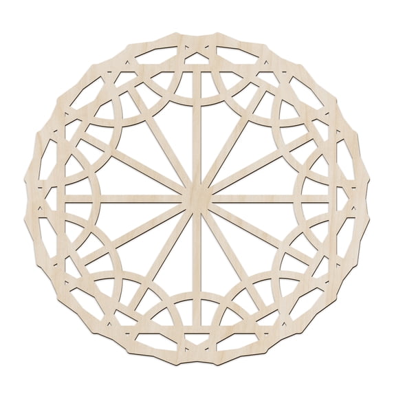 Mandala Wooden Wall Art, Folkloric Syymetric Shells and Slices, Birch Wood Plywood Rustic Wall Art Accent for Hallway Bedroom Living Room Cafes and Offices, 11.4" X 11.4" X 0.1", by Ambesonne
