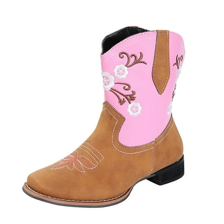 

Ankle Boots for Women Size Ankle Toe Fashion Style Boots Ethnic Heel Embroidered Large women s boots PU Dress Sandals for Women Brown