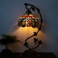 thumbnail image 2 of Tiffany Lamp Bedside Lamp Cloudy Stained Glass Table Lamp Banker, Reading Desk Light with Metal Leaf Thin Base 21" Tall for Living Room Bedroom Farmhouse Memory Sympathy WERFACTORY LED Bulb Need, 2 of 8