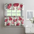 thumbnail image 2 of Pioneer Kitchen Curtains and Valance Set 24 Inch Tier the Peony Flowers Curtains Small Drapes for Cafe Living Room Bathroom Farmhouse 3 Pieces Set Rod Pocket, 2 of 6
