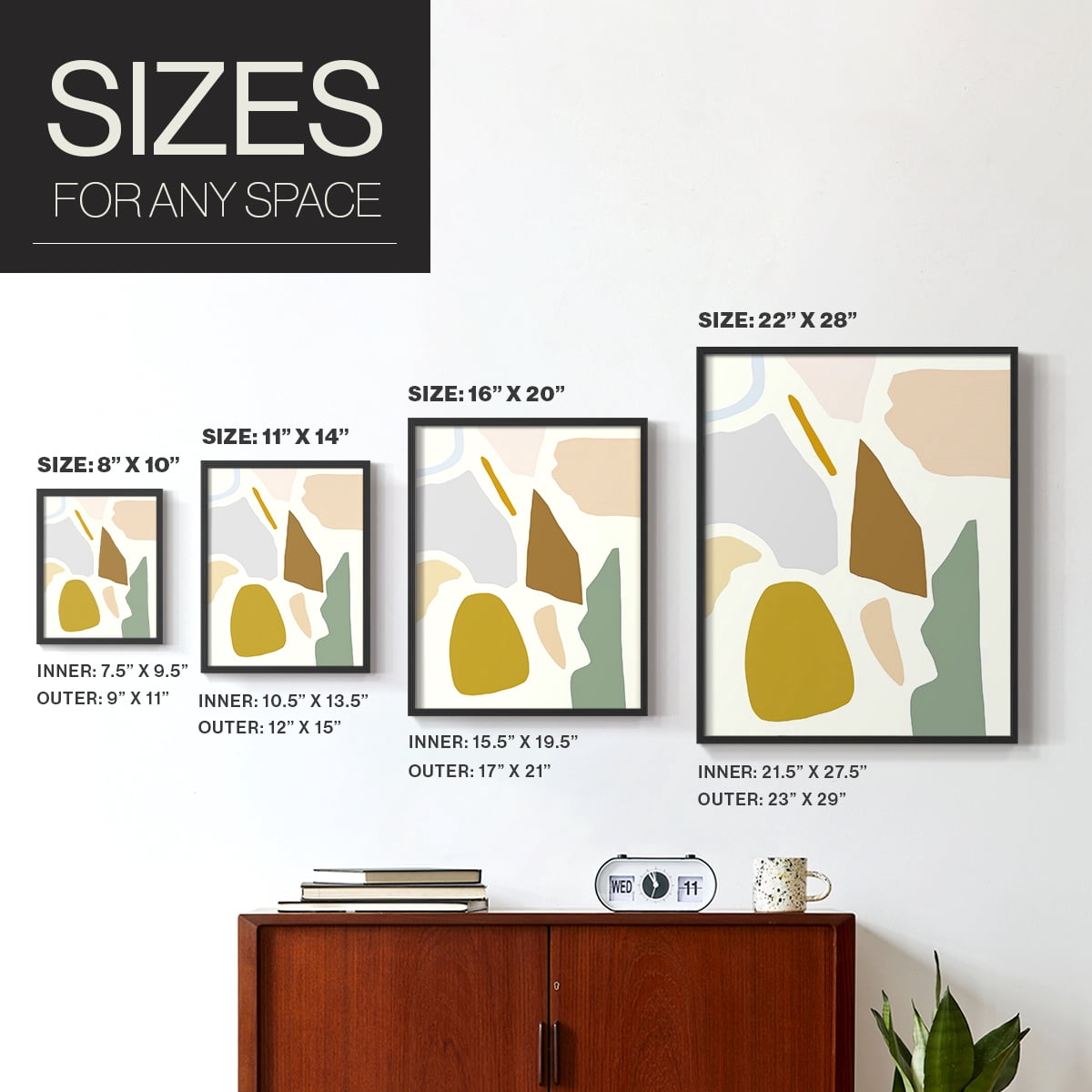 Pastel Splotches I Framed Print in Black Solid Wood Framed Print No Nail Hanging