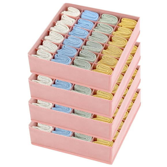 Organizador de cajones Joyoldelf, paquete de 4 unidades, tela rosa, 24 celdas