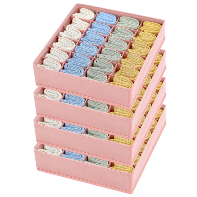 Organizador de cajones Joyoldelf, paquete de 4 unidades, tela rosa, 24 celdas