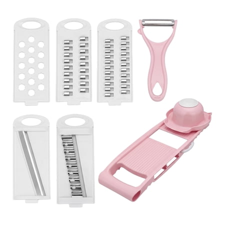 REGALWOVEN Mandoline Slicer for Kitchen Vegetable Chopper Multifunctional Cutter for Onion Carrot Stainless Steel Blades for Home 8 in 1(B) 10.9x3.9in