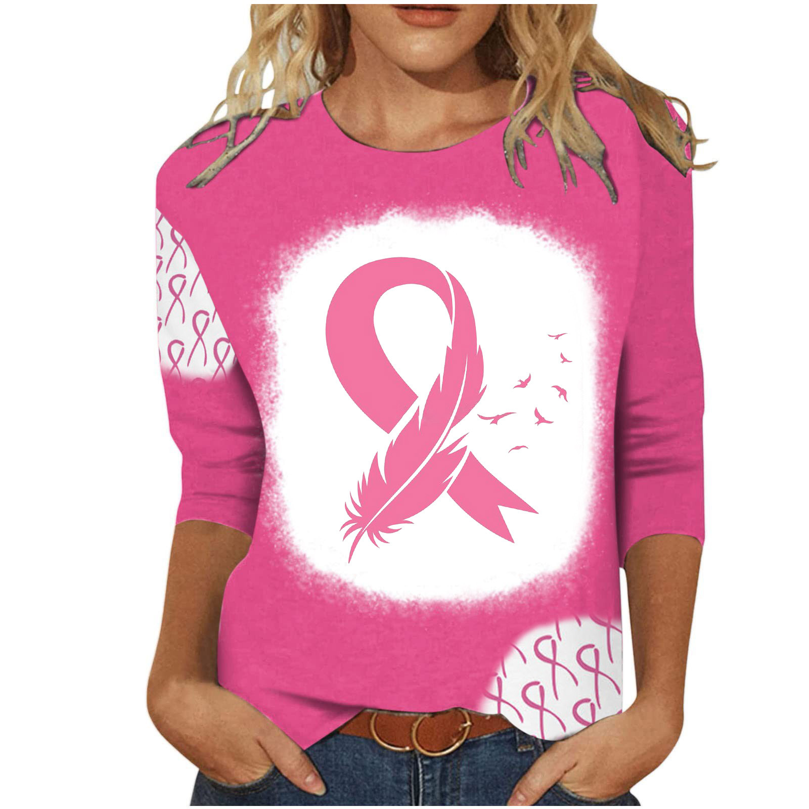 T-shirt Octobre Rose Femme – Soutien Lutte Contre Le Cancer Du Sein | Coupe Confortable, Grande Taille Disponible | Idéal Quotidien, Sensibilisation élégante