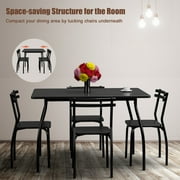 Costway 5 Pcs Dining Set Table 30'' And 4 Chairs Home Kitchen Room Breakfast Furniture Black