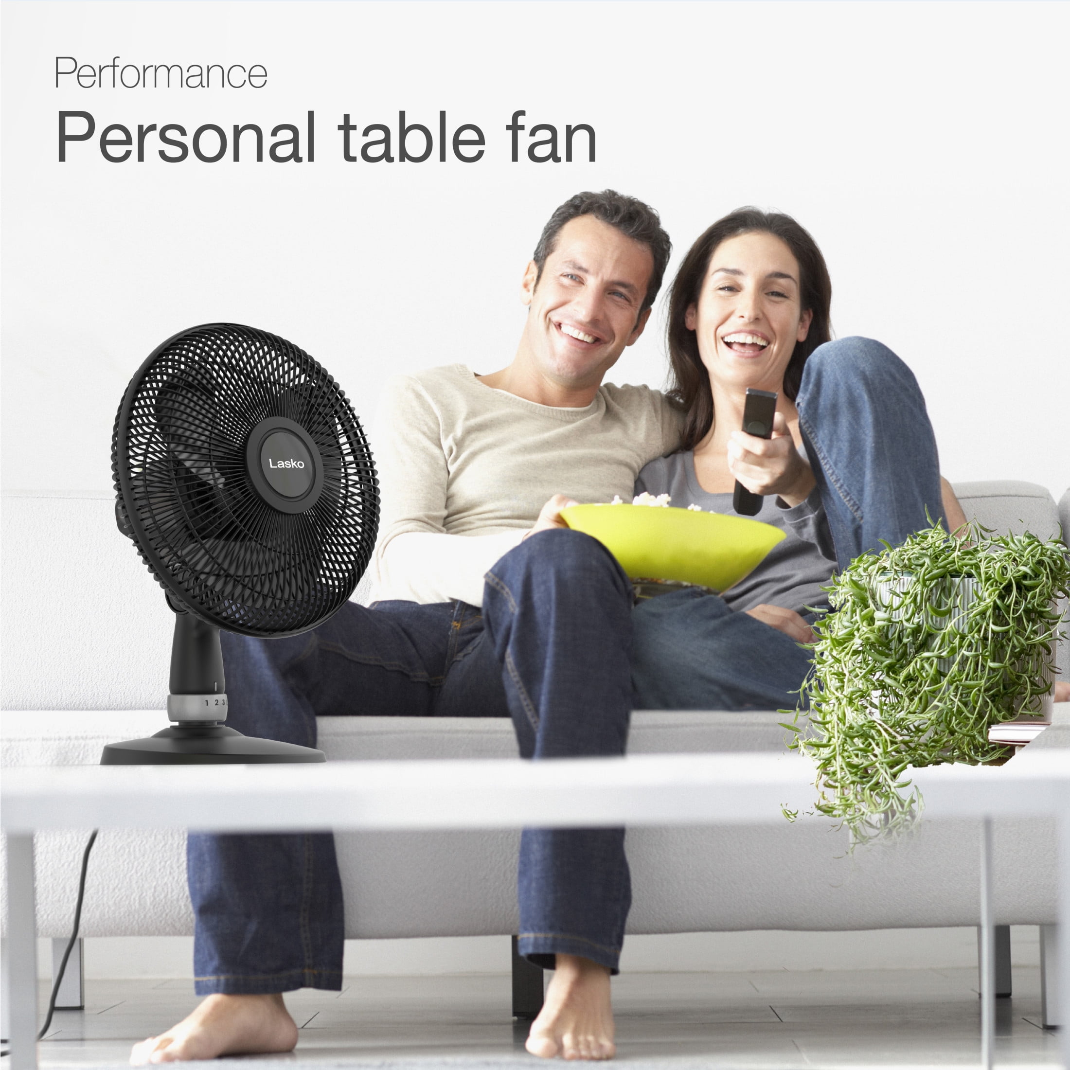 Lasko 12" Oscillating 3-Speed Performance Table Fan, Black, D12525